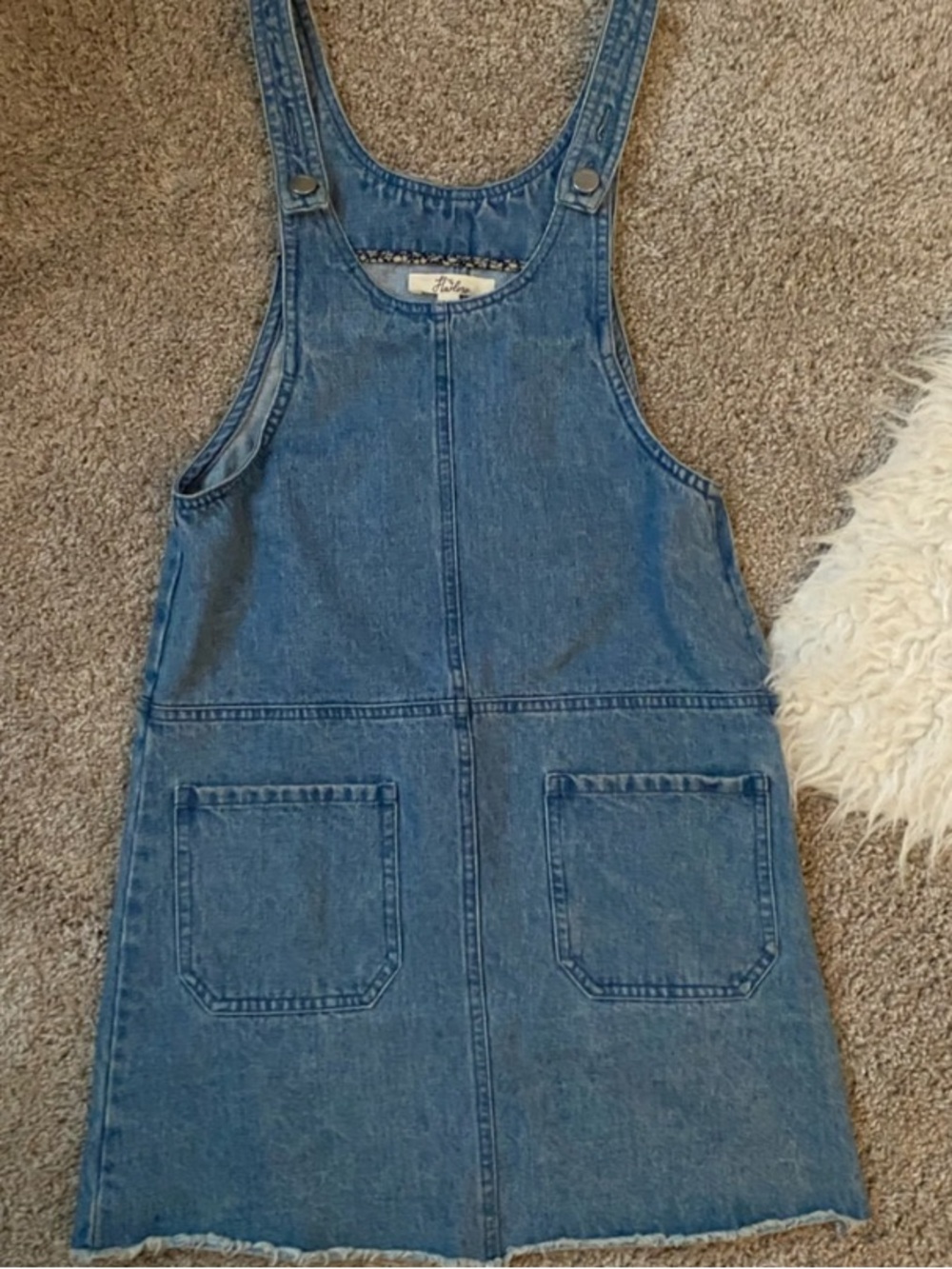 Harlow Denim Overall Pinafore Dress in Medium Blue